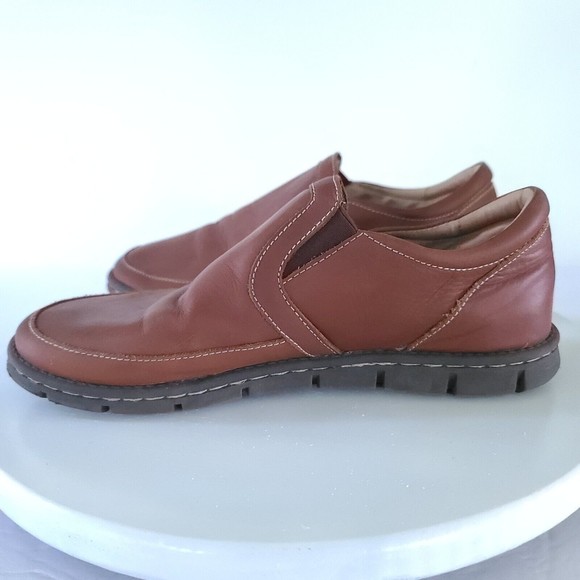 Born Han Sawyer Brown Leather Slip On Loafers Mens Size 7 Casual Comfort - Picture 2 of 10